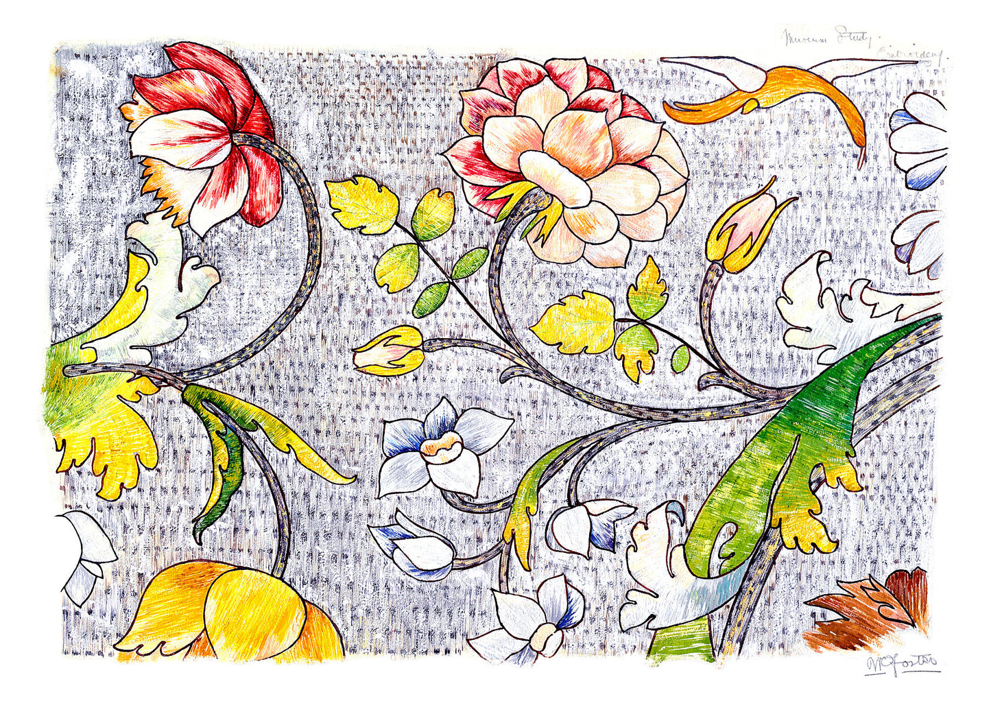 Reproduction silk embroidery by Walter C Foster