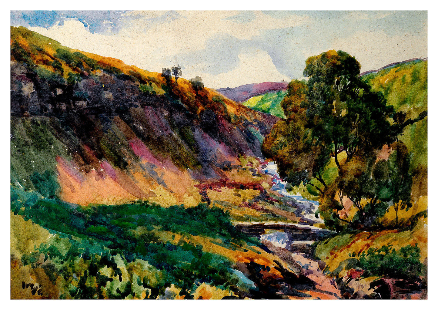 Reproduction watercolour painting of Bronte Bridge by Walter C Foster