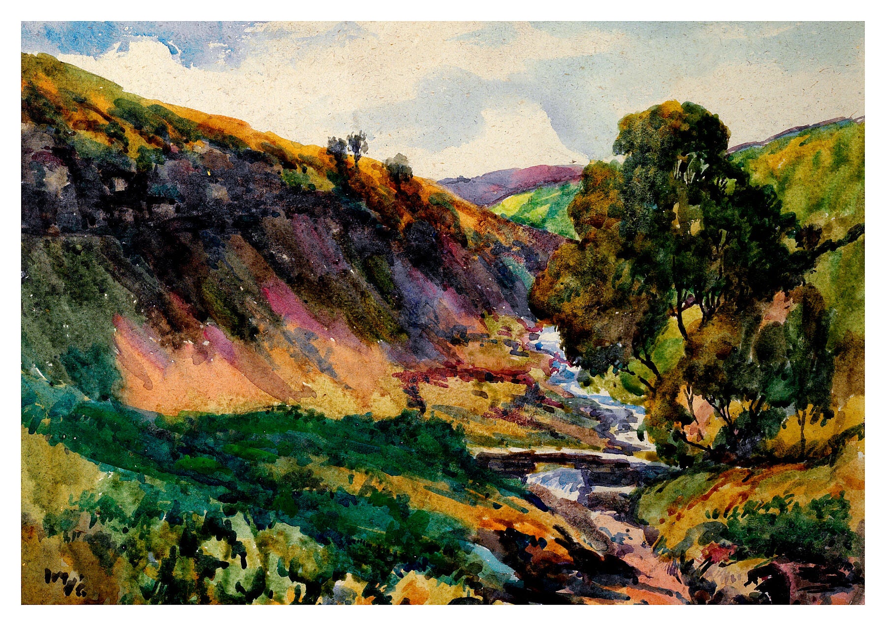 Reproduction watercolour painting of Bronte Bridge by Walter C Foster