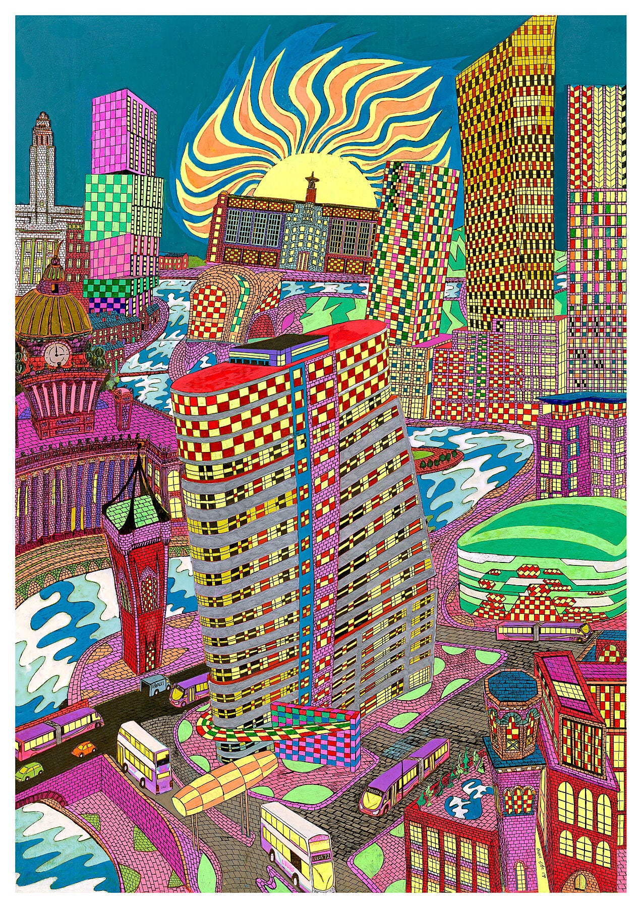 Leeds 2017 by Clifford Stead showing a bird's eye view across the Italianate Holbeck towers looking over Bridgewater Place