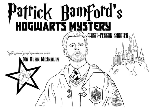 Video game cover featuring Patrick Bamford dressed as a Hogwarts pupil