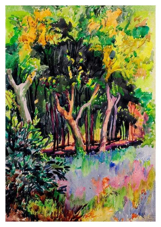 Reproduction watercolour painting of The Copse, Mouse Wood, Bingley by Walter C Foster