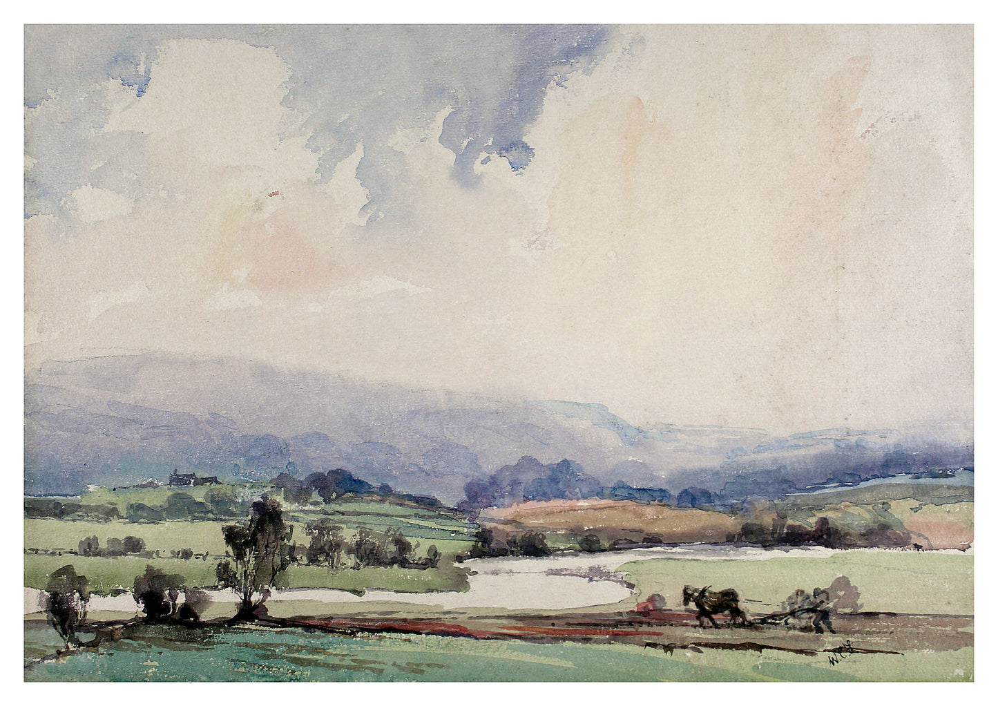 Reproduction watercolour painting of Silsden by Walter C Foster