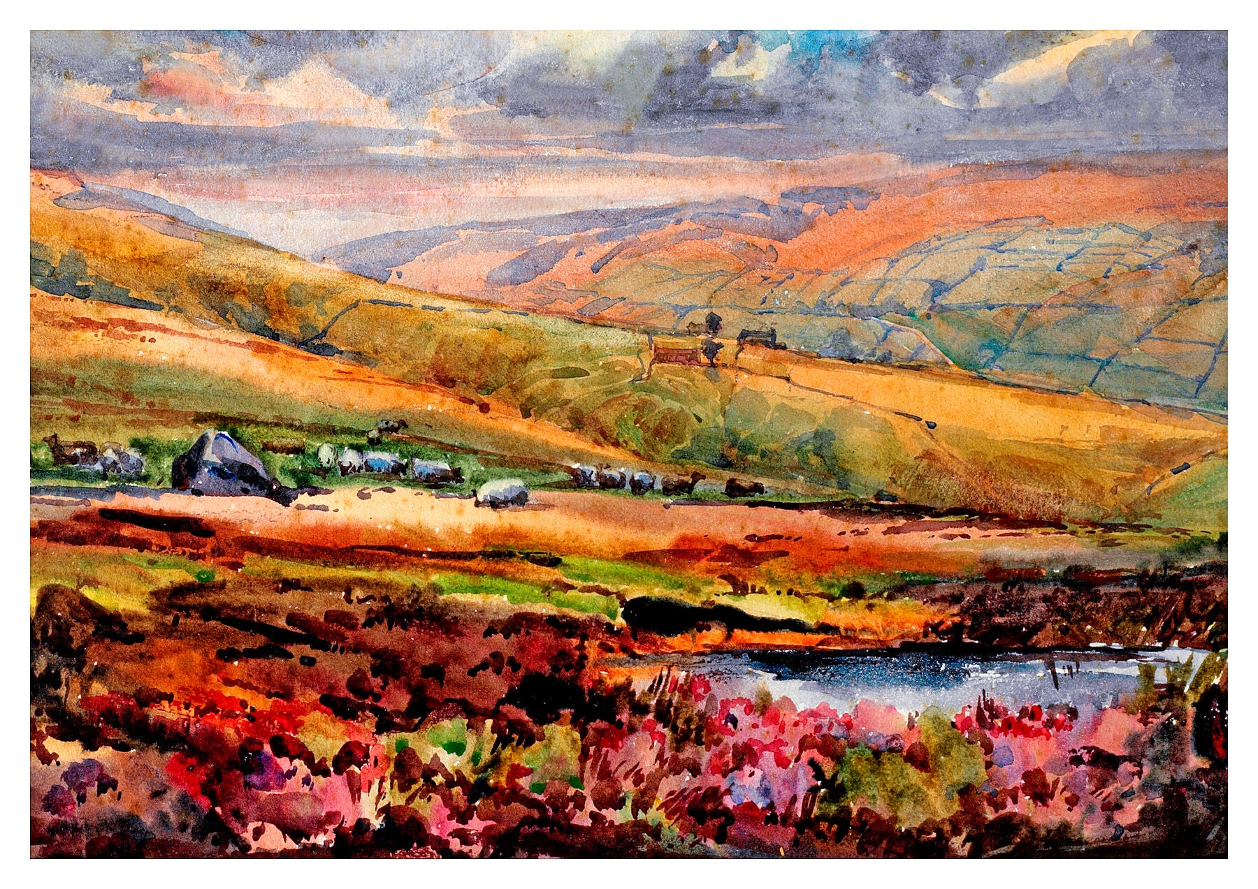Reproduction watercolour painting of West To Upper Worth by Walter C Foster