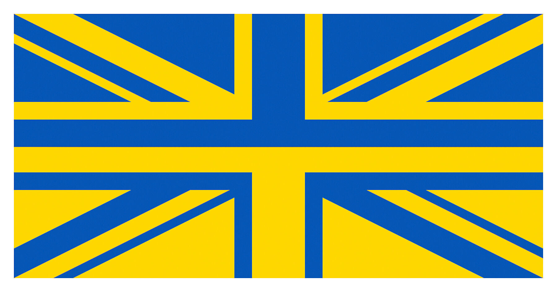 A combination of the Ukrainian flag and the Union flag in the yellow and blue colours of the Ukraine