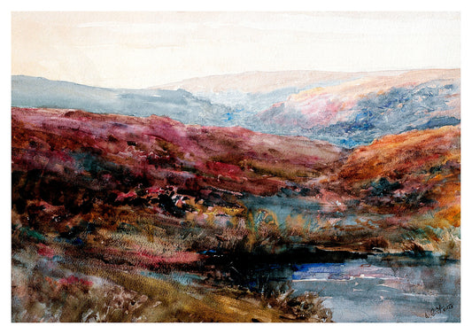 Reproduction watercolour painting of Harden Moor by Walter C Foster
