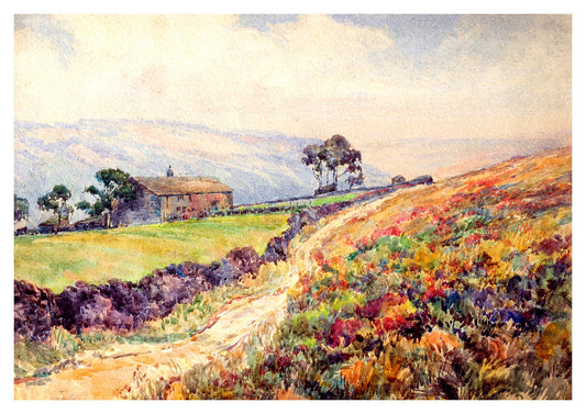 Reproduction watercolour painting of Nunn Clarke And Upper Clarke, Stanbury by Walter C Foster