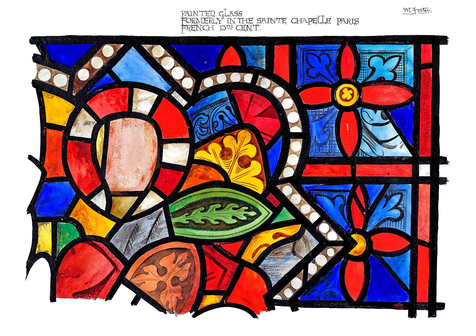 Reproduction of painted glass from Sainte Chapelle, Paris by Walter C Foster