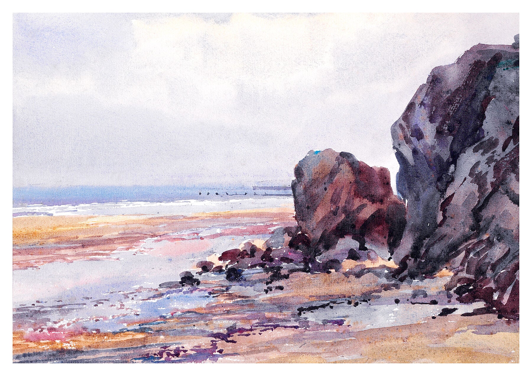 Reproduction watercolour painting of North Beach by Walter C Foster
