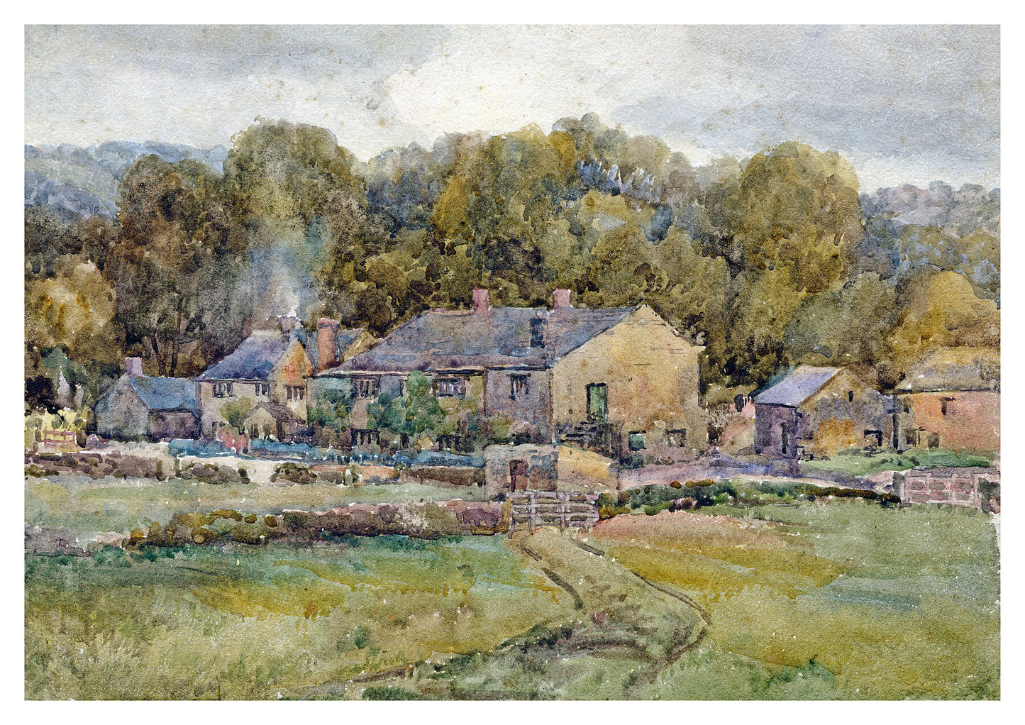 Reproduction watercolour painting of Beckfoot Farm by Walter C Foster
