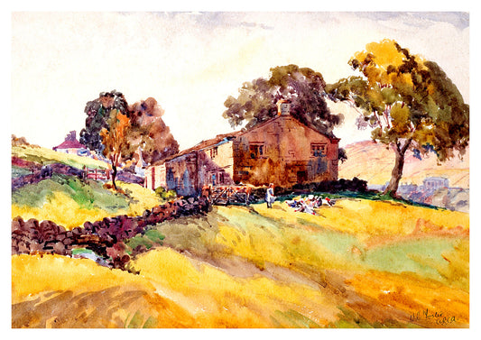 Reproduction watercolour painting of Rush Isles, Ponden by Walter C Foster