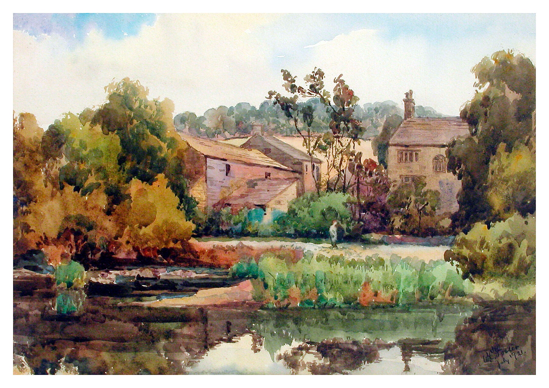 Reproduction watercolour painting of Tan House Farm by Walter C Foster