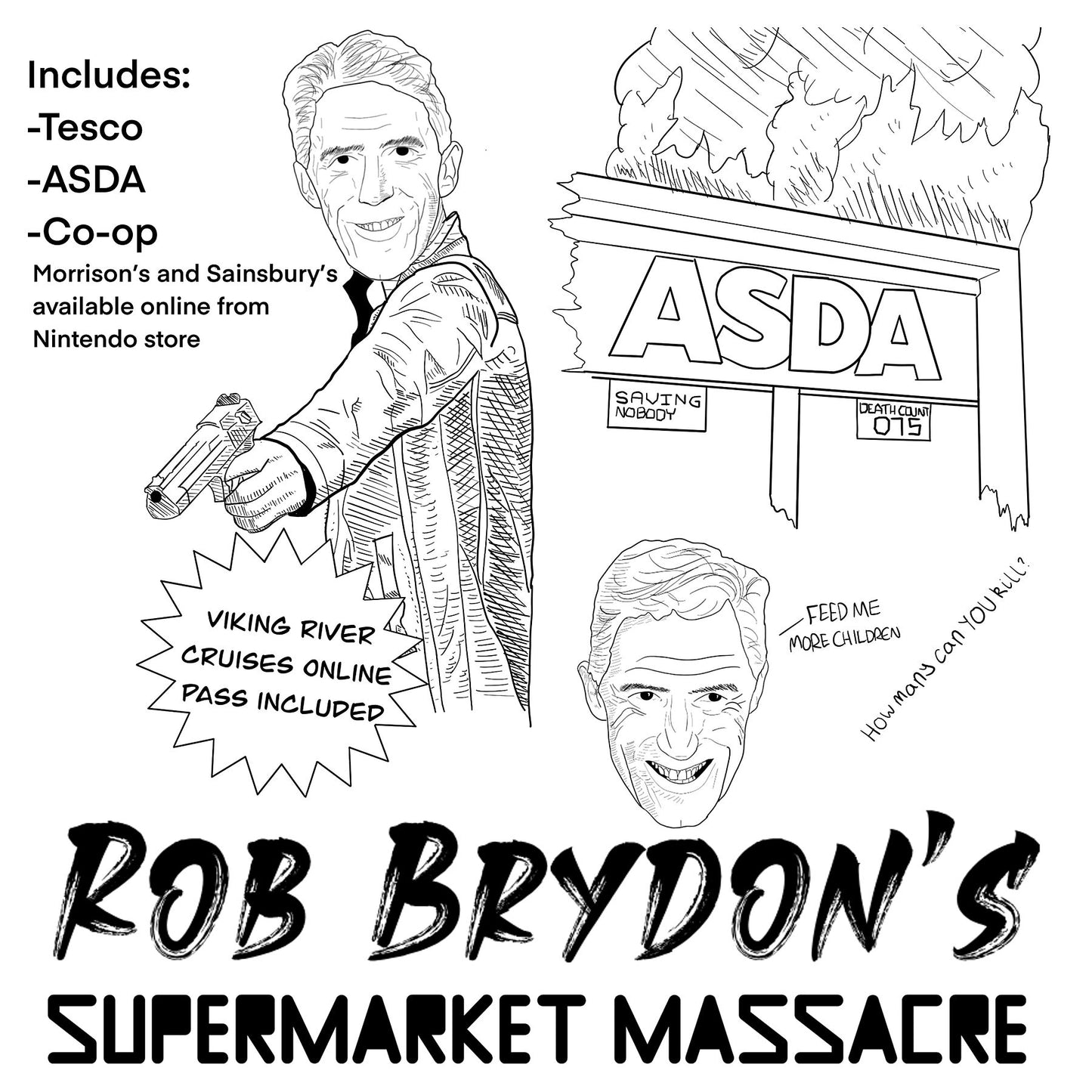 Video game cover featuring Rob Bryden pointing a gun