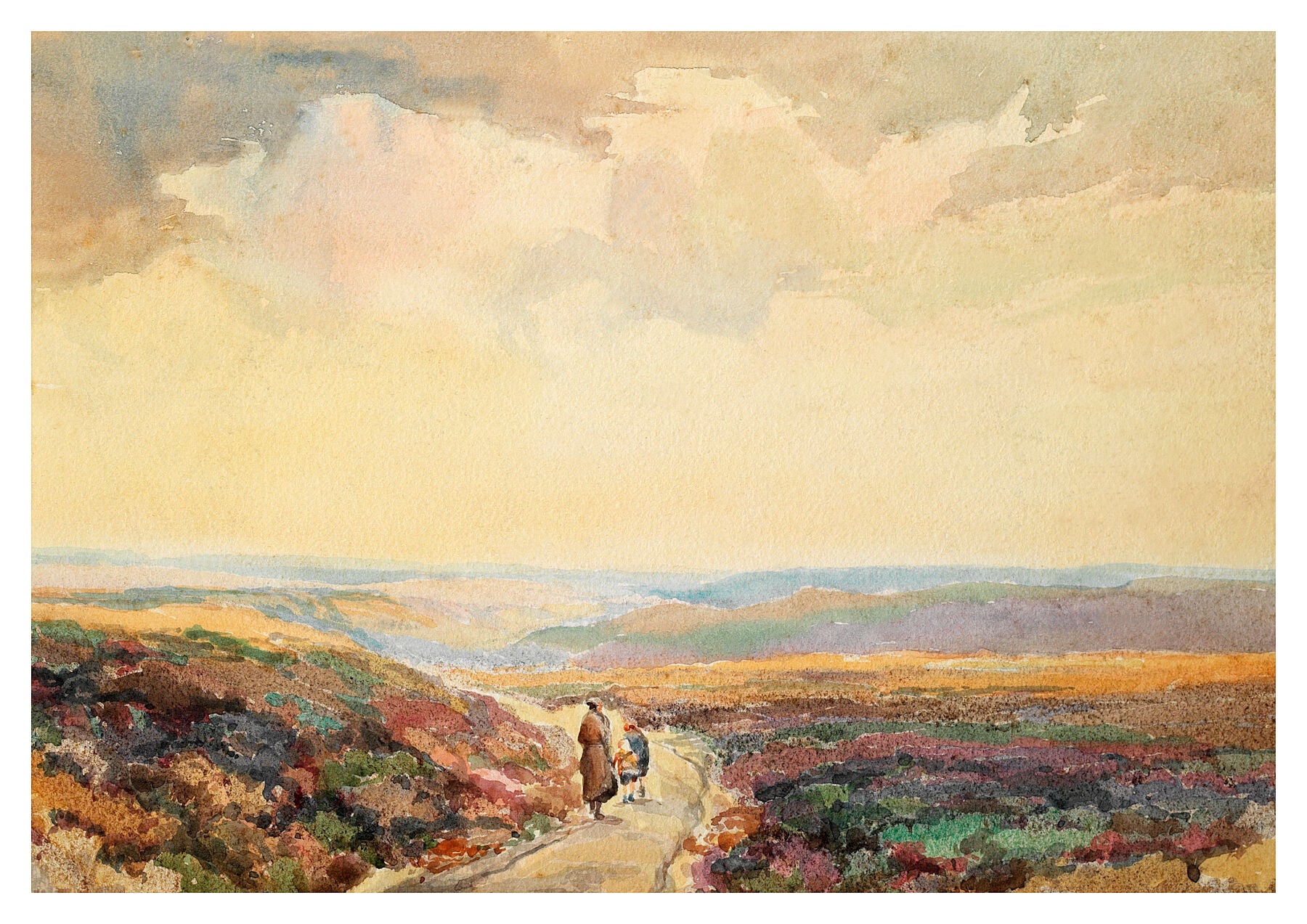 Reproduction watercolour painting of On The Way Home by Walter C Foster